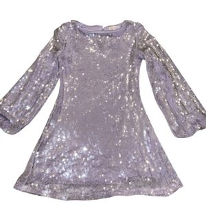 GB Girls Lavender Sequin Long Sleeve Shift Dress Size XL